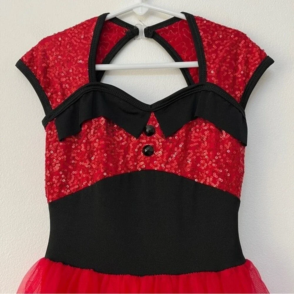 Curtain Call Red Sequin Tap Dance Dress Costume Size CME